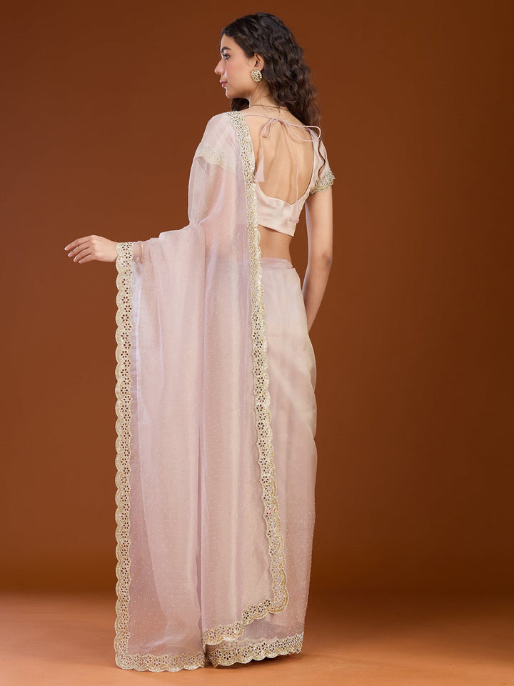 Beige Cutdana Tissue Saree