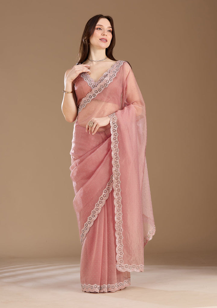 Lavender Sequins Net Saree