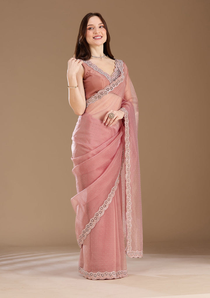 Lavender Sequins Net Saree