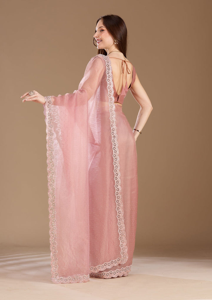 Lavender Sequins Net Saree