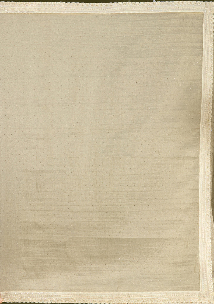 Beige Zariwork (Gold) Tissue Saree
