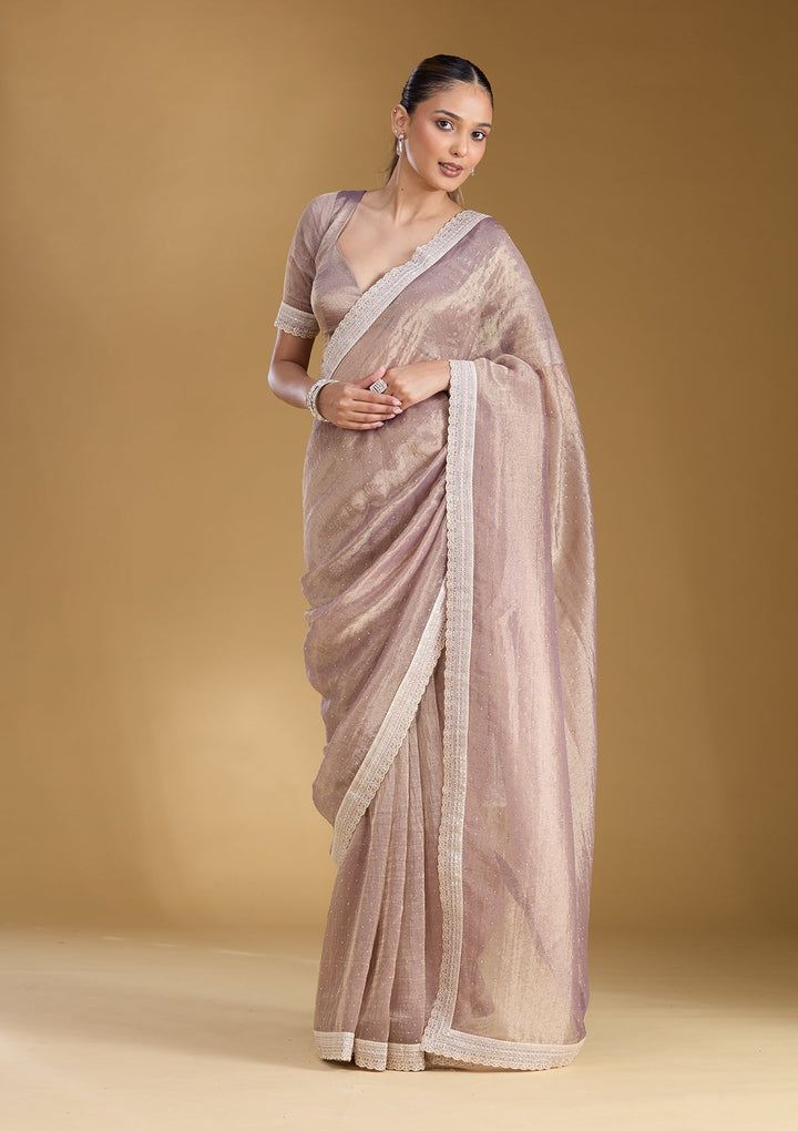 Lavender Zariwork (Gold) Tissue Saree