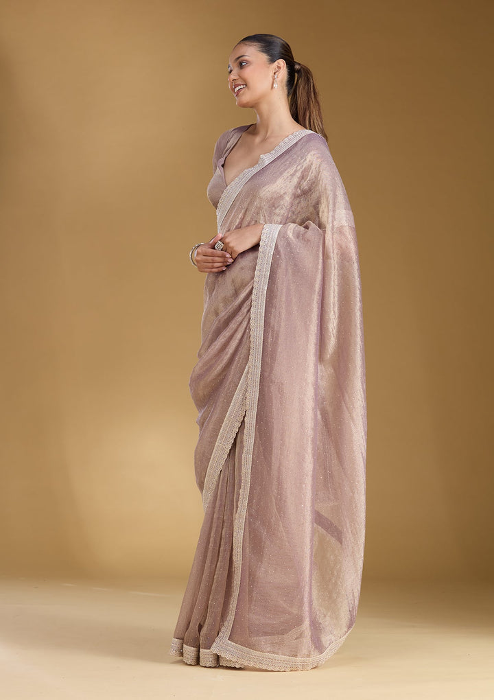 Lavender Zariwork (Gold) Tissue Saree