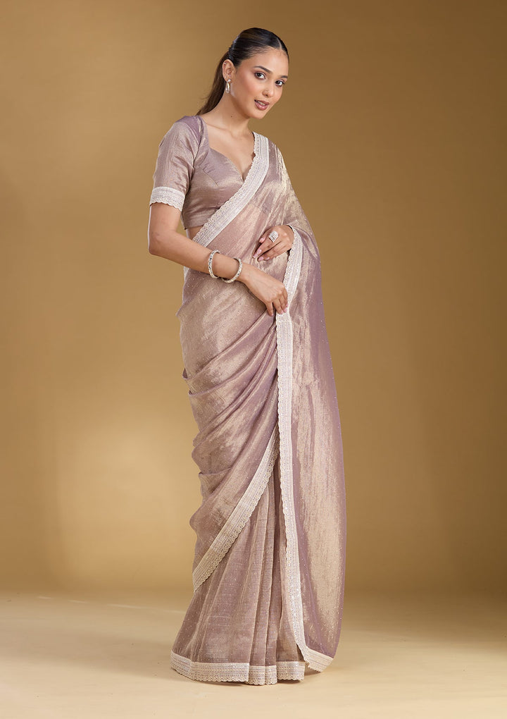 Lavender Zariwork (Gold) Tissue Saree