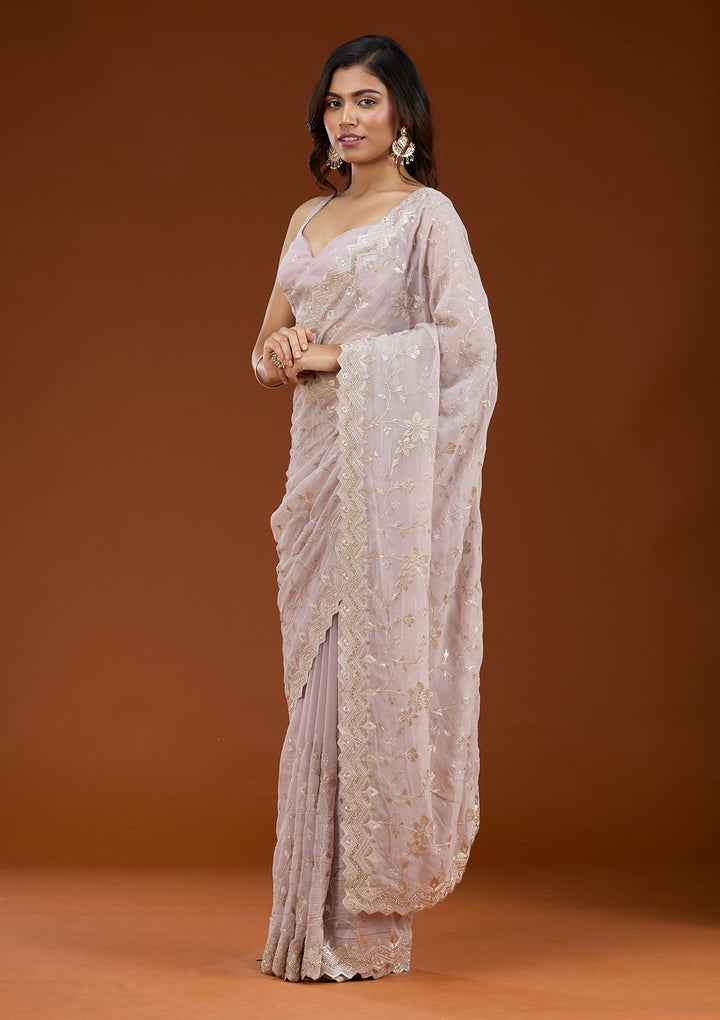 Mauve Zariwork (Gold) Georgette Saree_koskii