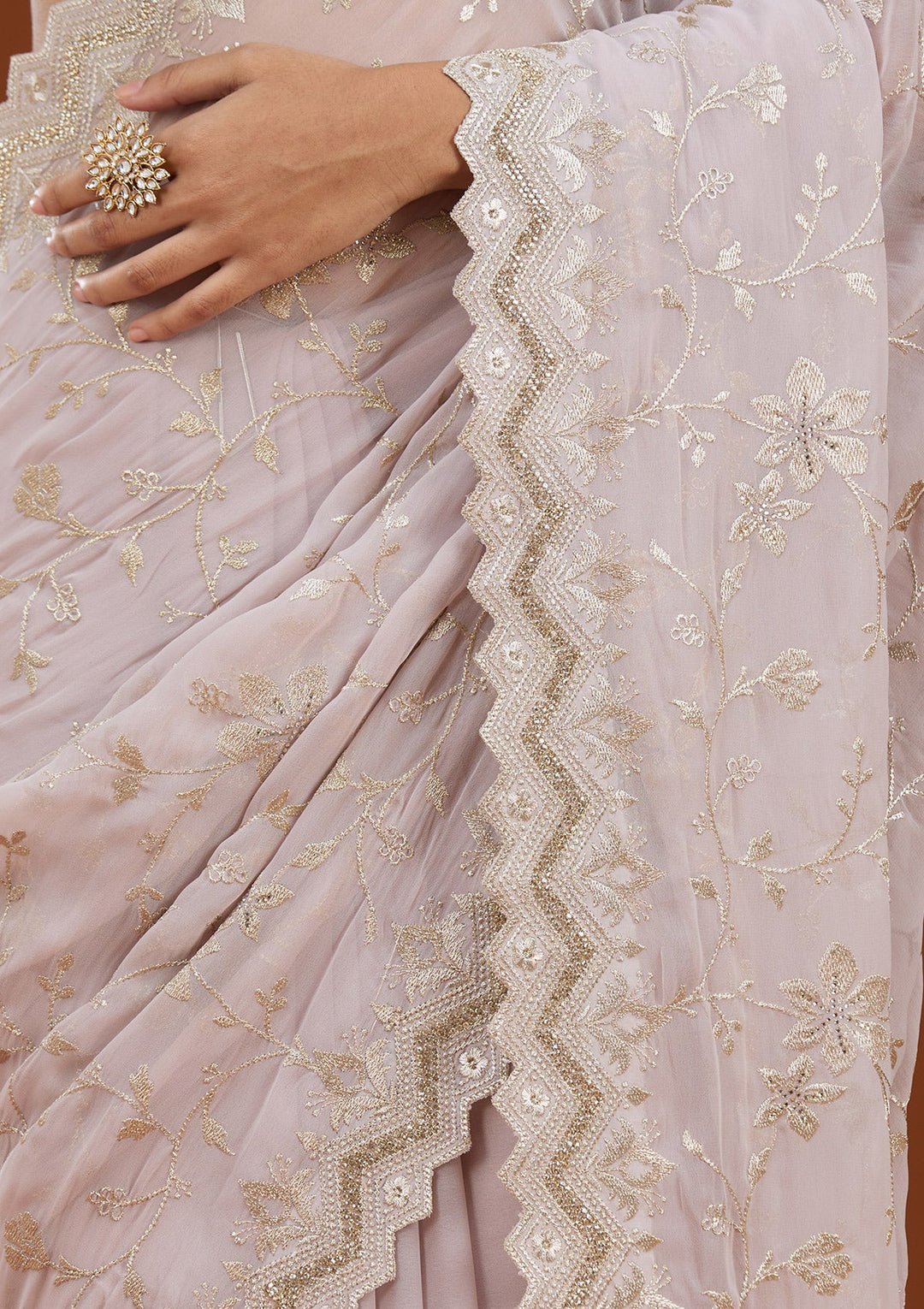 Mauve Zariwork (Gold) Georgette Saree_koskii