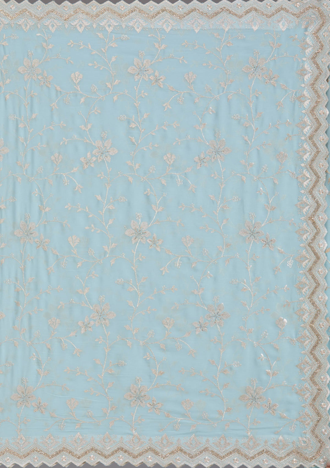 Sky Blue Zariwork (Gold) Georgette Saree_koskii