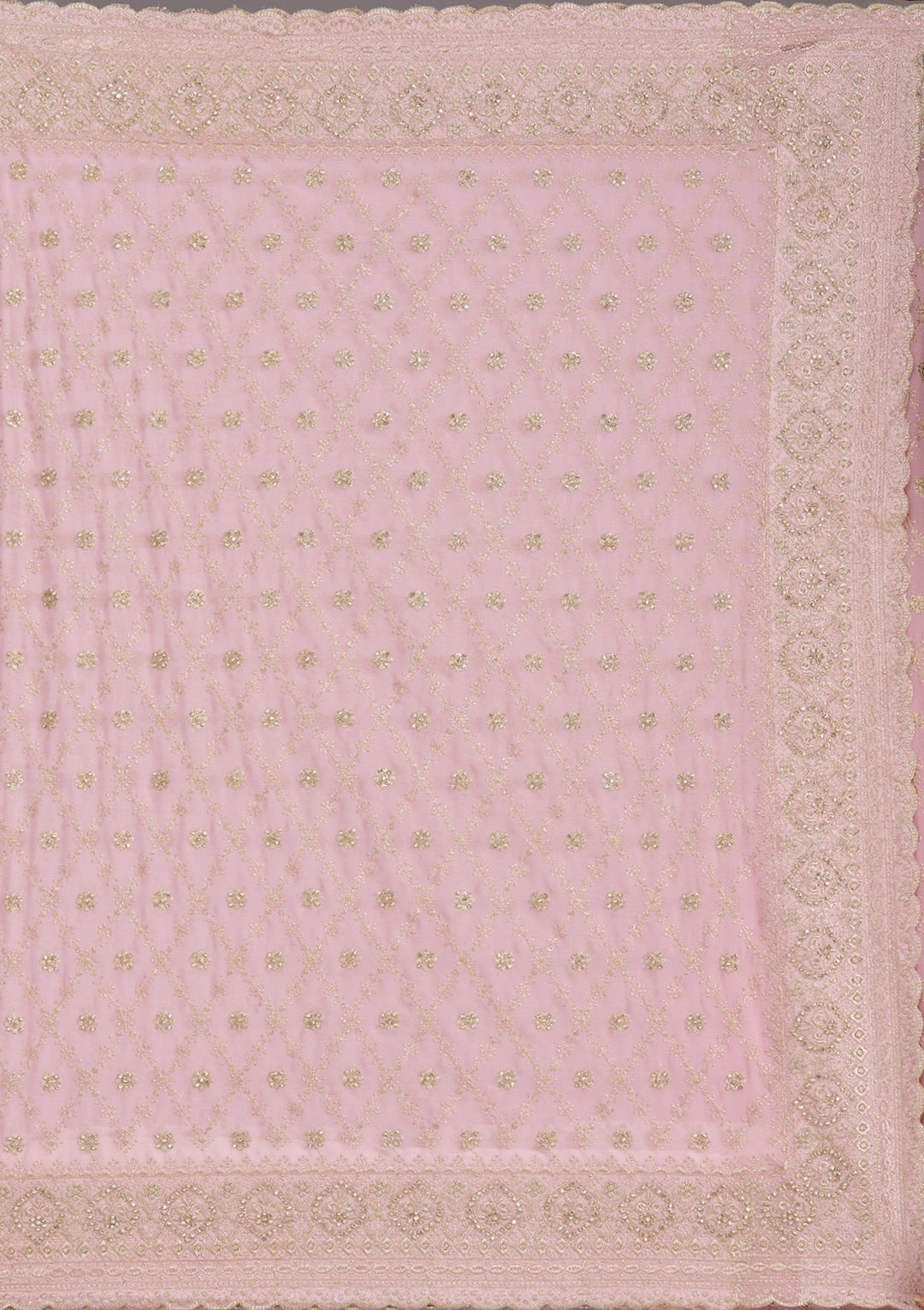 Baby Pink Zariwork (Gold) Georgette Saree_koskii