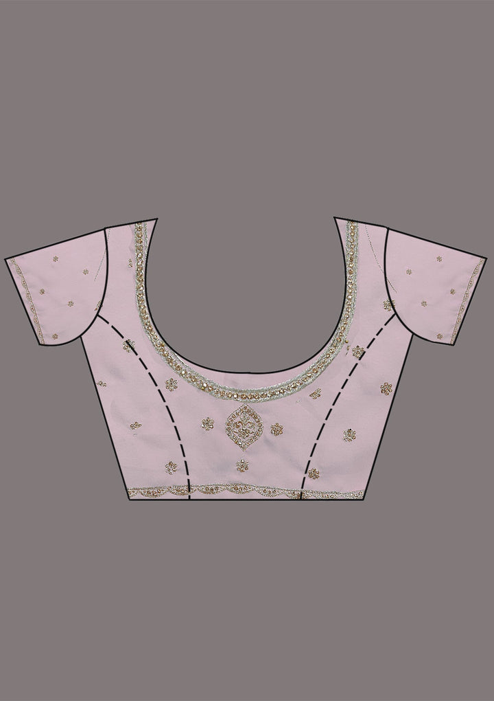 Baby Pink Zariwork (Gold) Georgette Saree_koskii