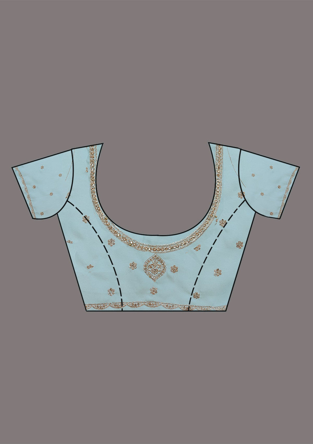 Sky Blue Zariwork (Gold) Georgette Saree_koskii