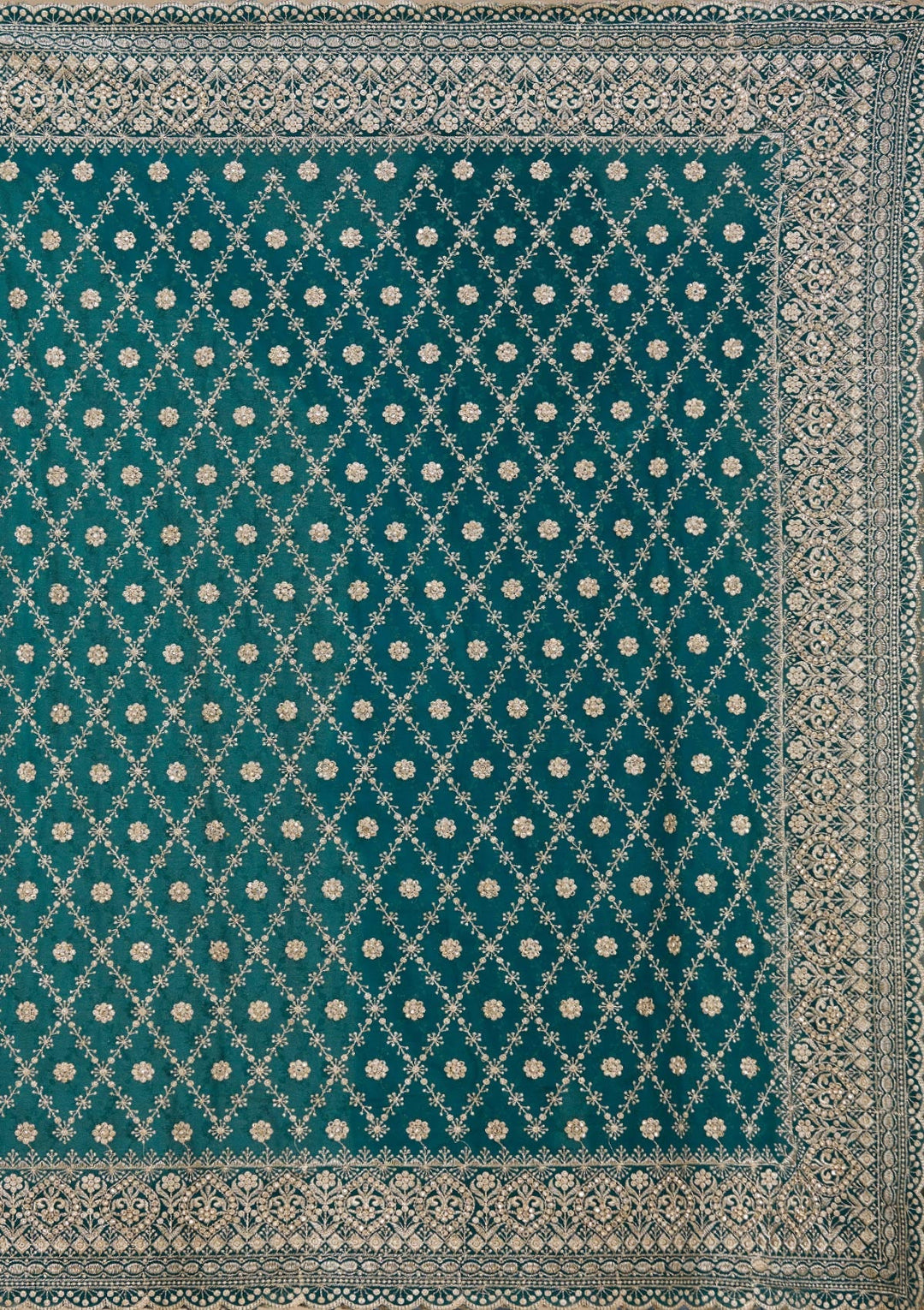 Rama Green Zariwork (Gold) Georgette Saree_koskii
