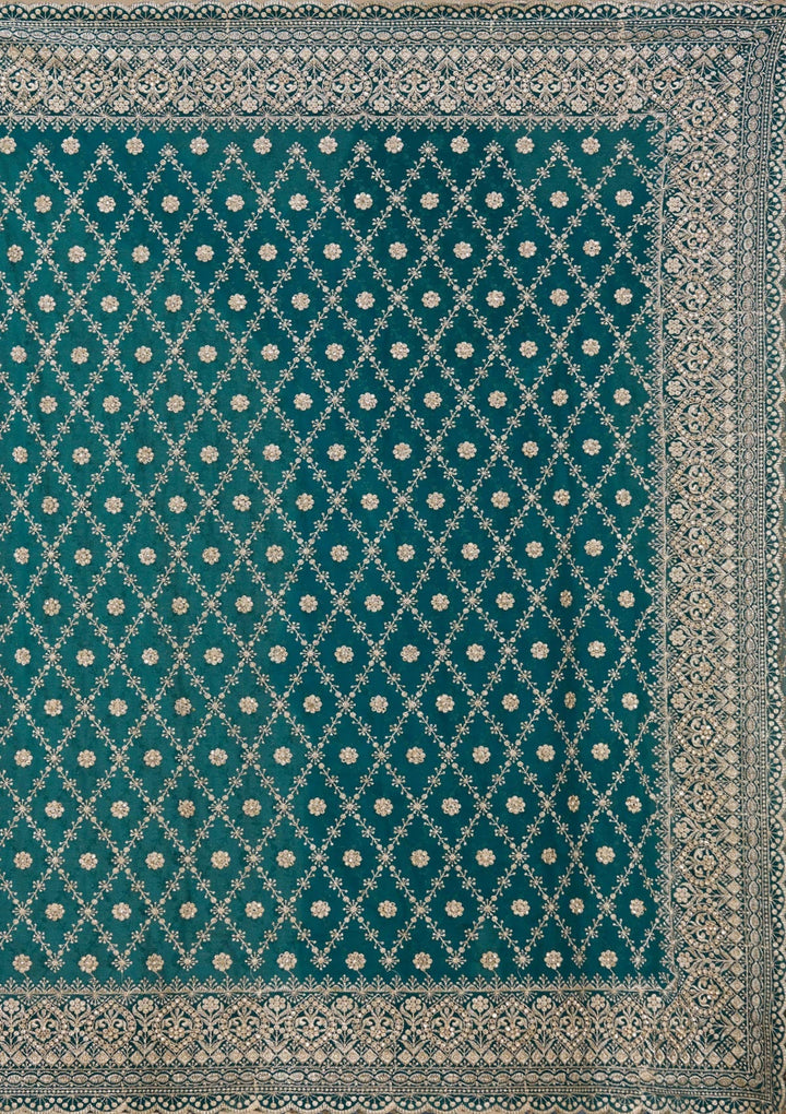 Rama Green Zariwork (Gold) Georgette Saree_koskii
