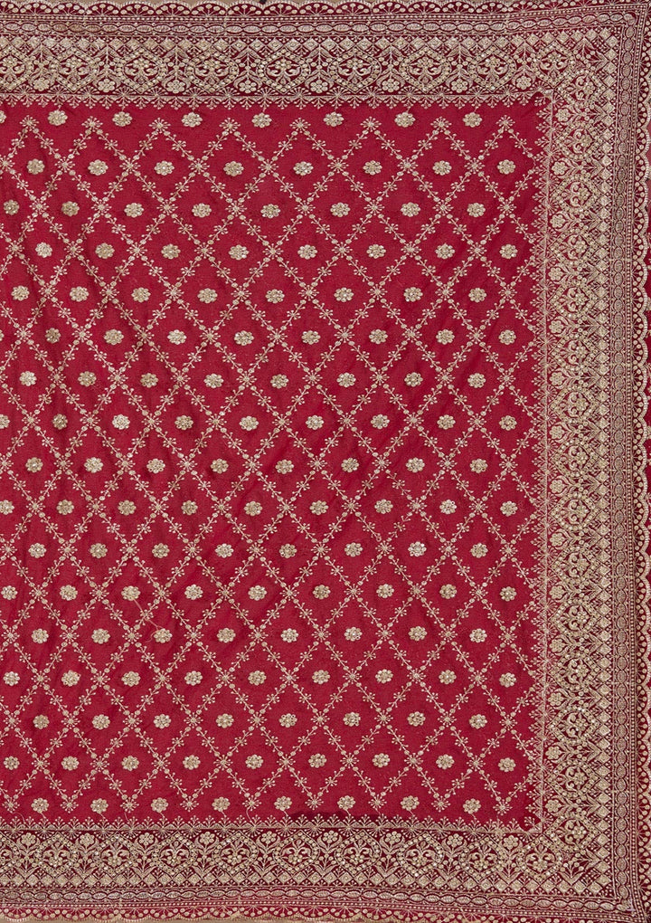 Rani Pink Zariwork (Gold) Georgette Saree_koskii
