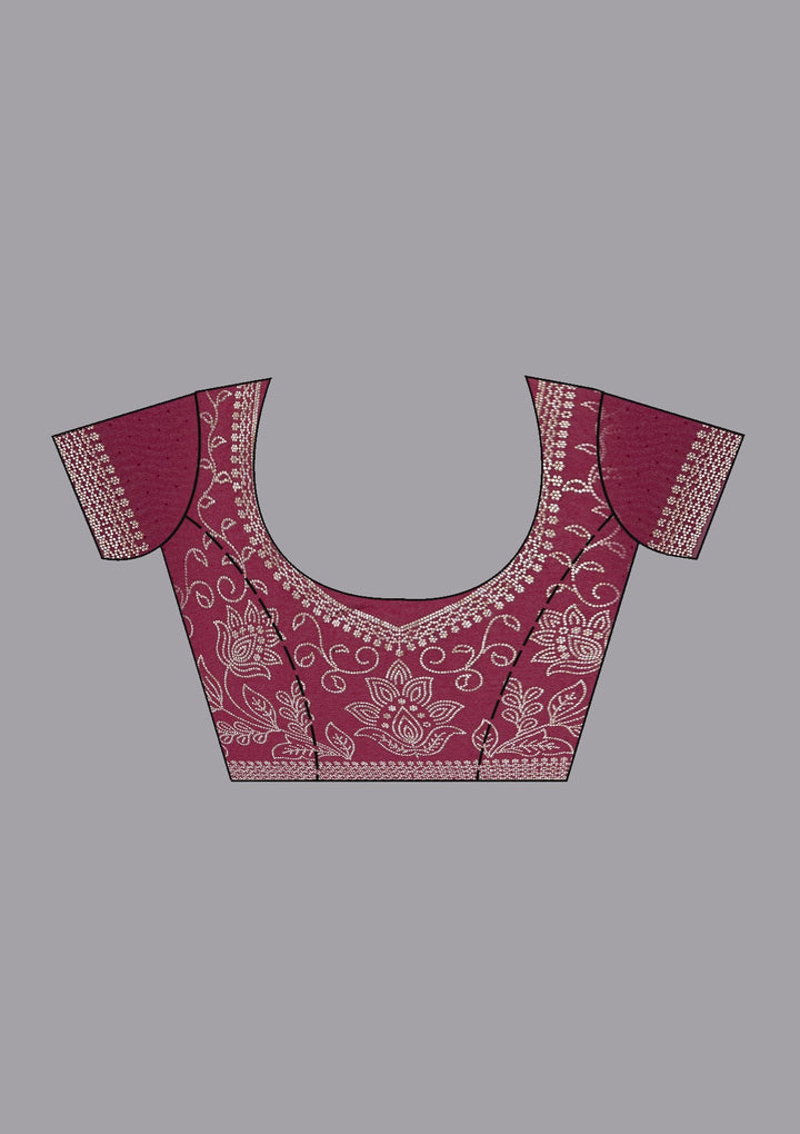 Maroon Stonework (Gold) Georgette Saree_koskii