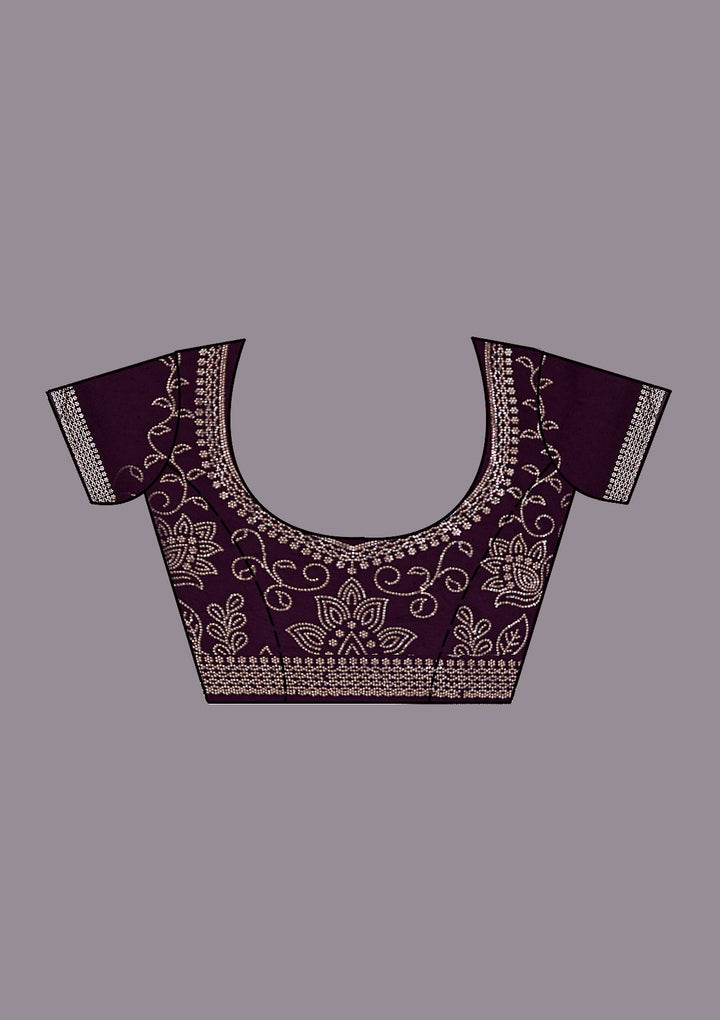 Purple Stonework (Gold) Georgette Saree_koskii