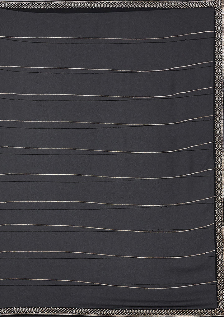 Black Stonework (Gold) Georgette Saree_koskii