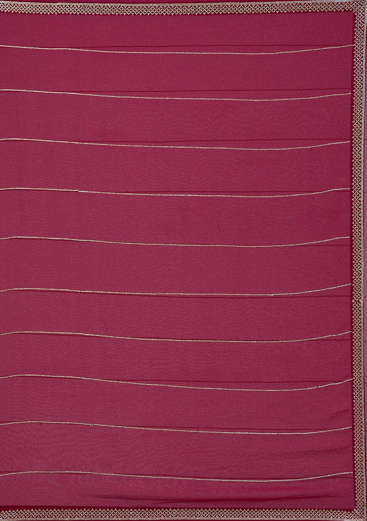 Maroon Stonework (Gold) Georgette Saree_koskii