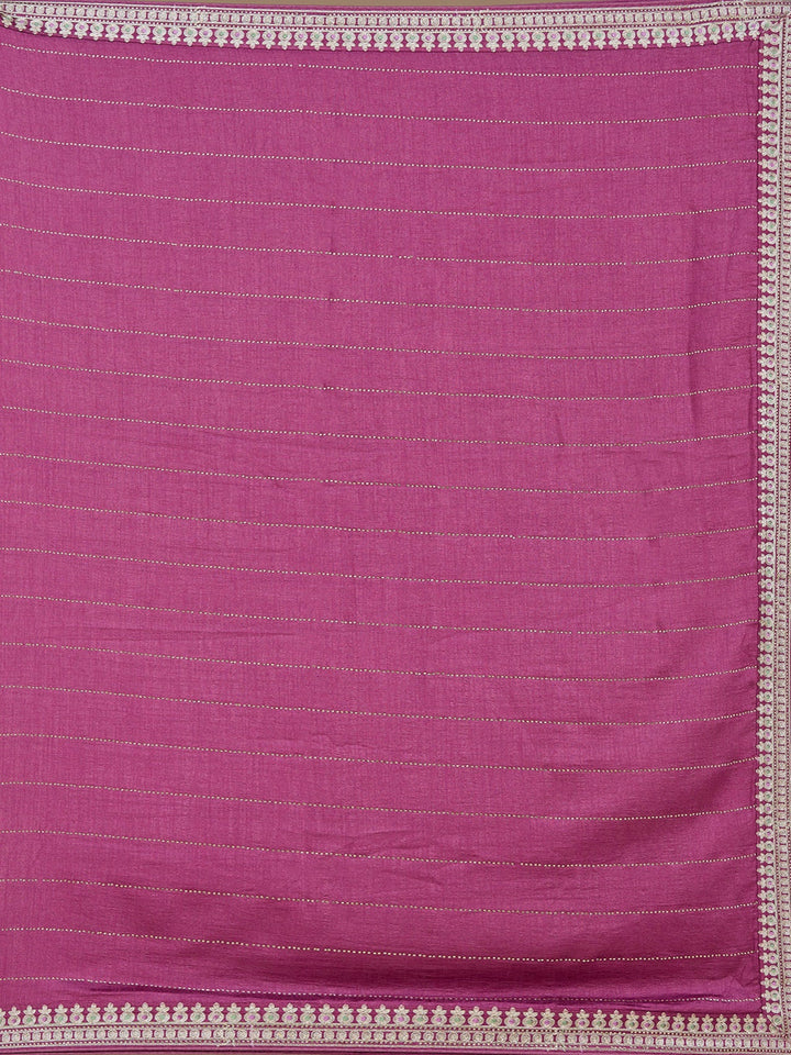Dark Lavender Zariwork (Silver) Soft Raw Silk Saree-koskii