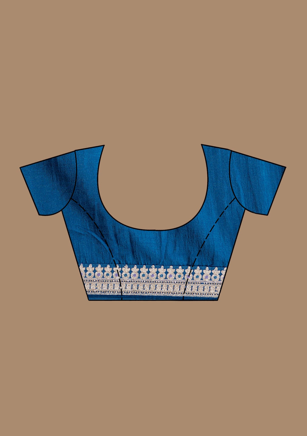 Navy Blue Zariwork (Silver) Soft Raw Silk Saree_koskii