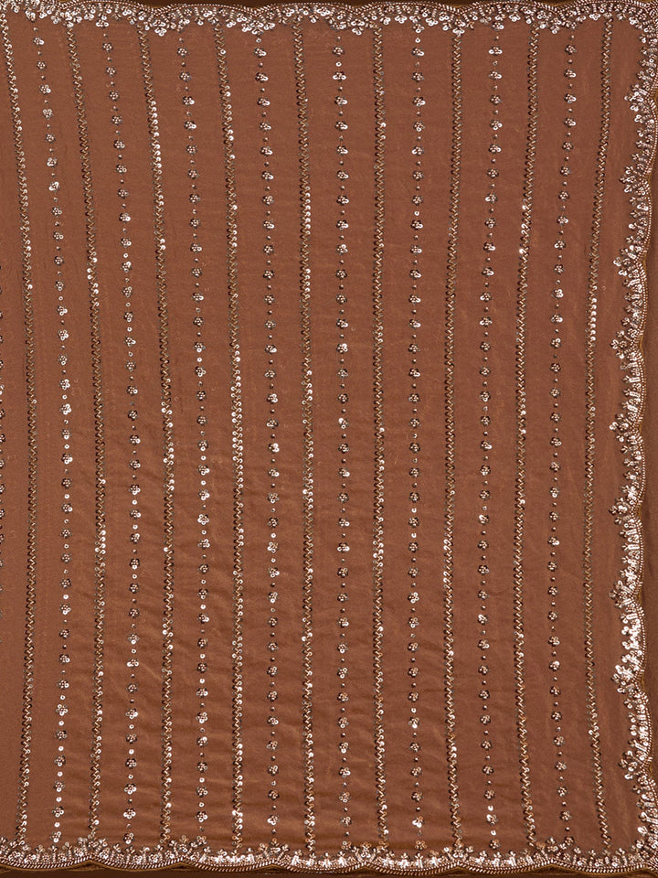 Brown Cutdana Tissue Saree-Koskii