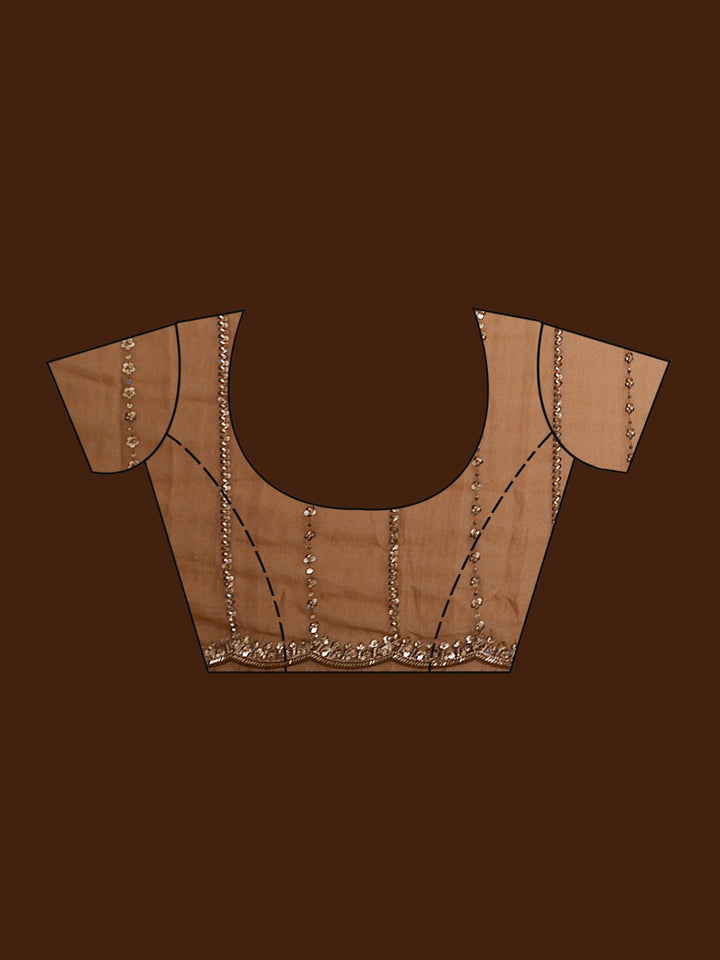 Brown Cutdana Tissue Saree-Koskii