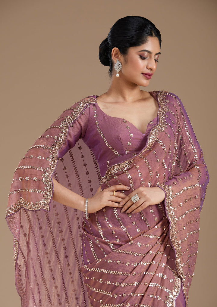 Lavender Cutdana Tissue Saree_koskii