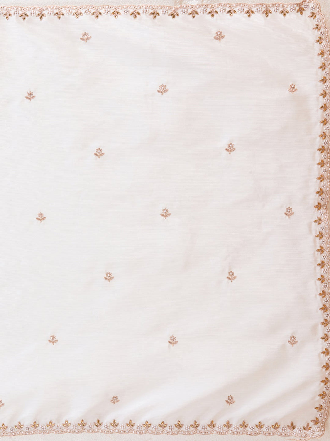 Cream Zariwork (Gold) Chinon Saree-Koskii