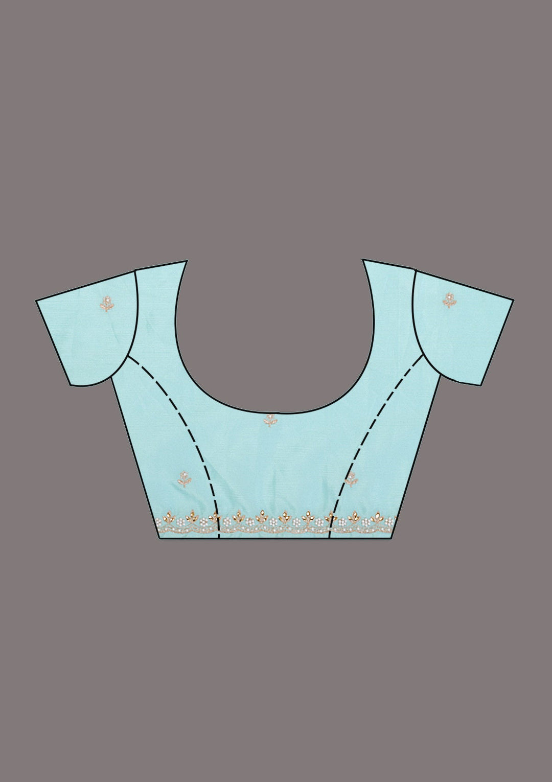 Sky Blue Zariwork (Gold) Chinon Saree_koskii