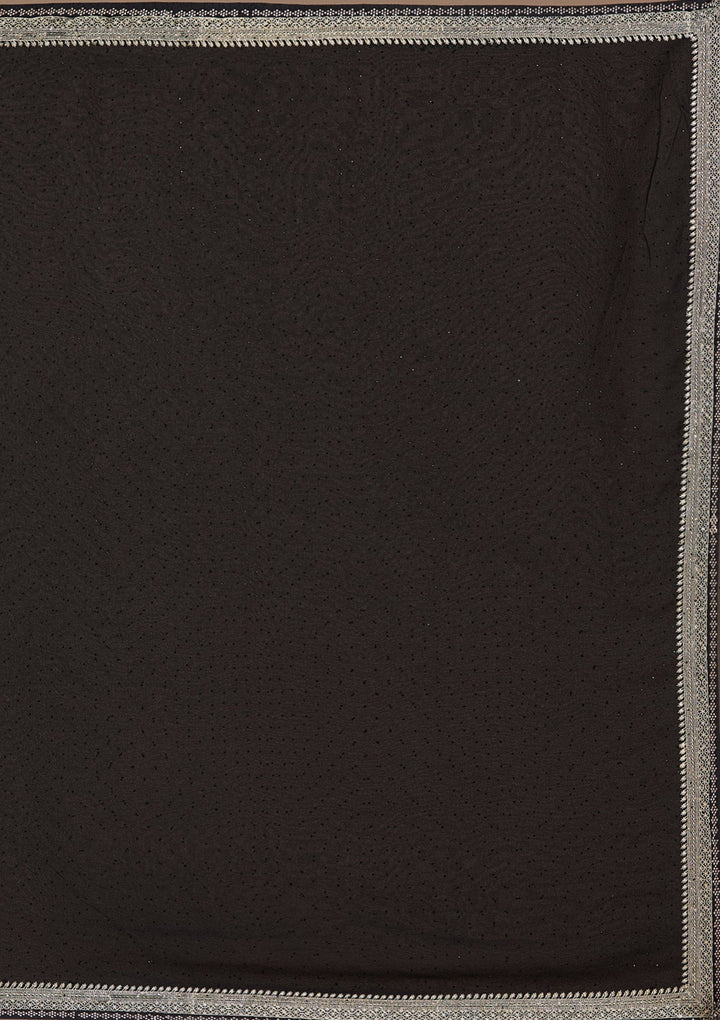 Black Zariwork (Silver) Georgette Saree_koskii