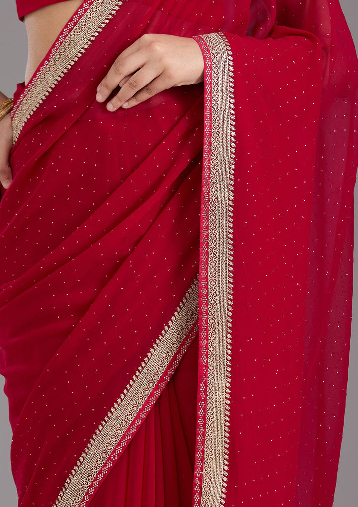 Rani Pink Zariwork (Silver) Georgette Saree_koskii