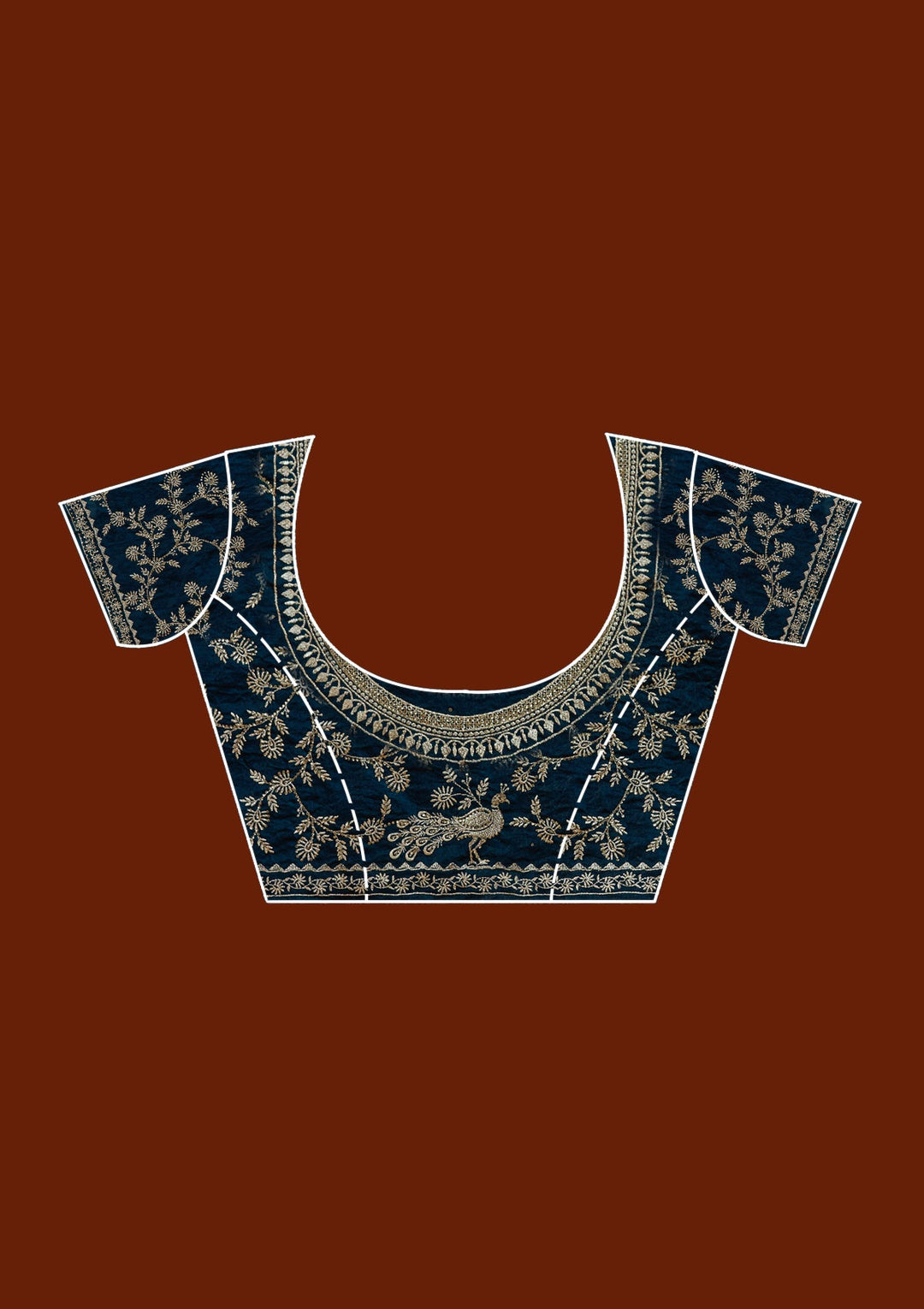 Peacock Blue Zariwork (Gold) Tissue Saree_koskii