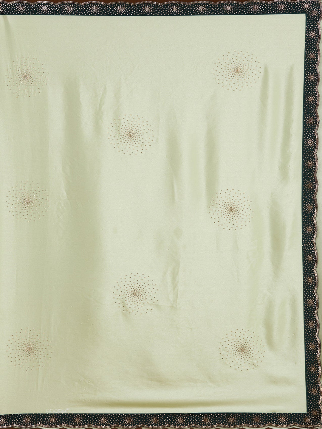 Pista Green Stonework (Silver) Velvet Saree-Koskii