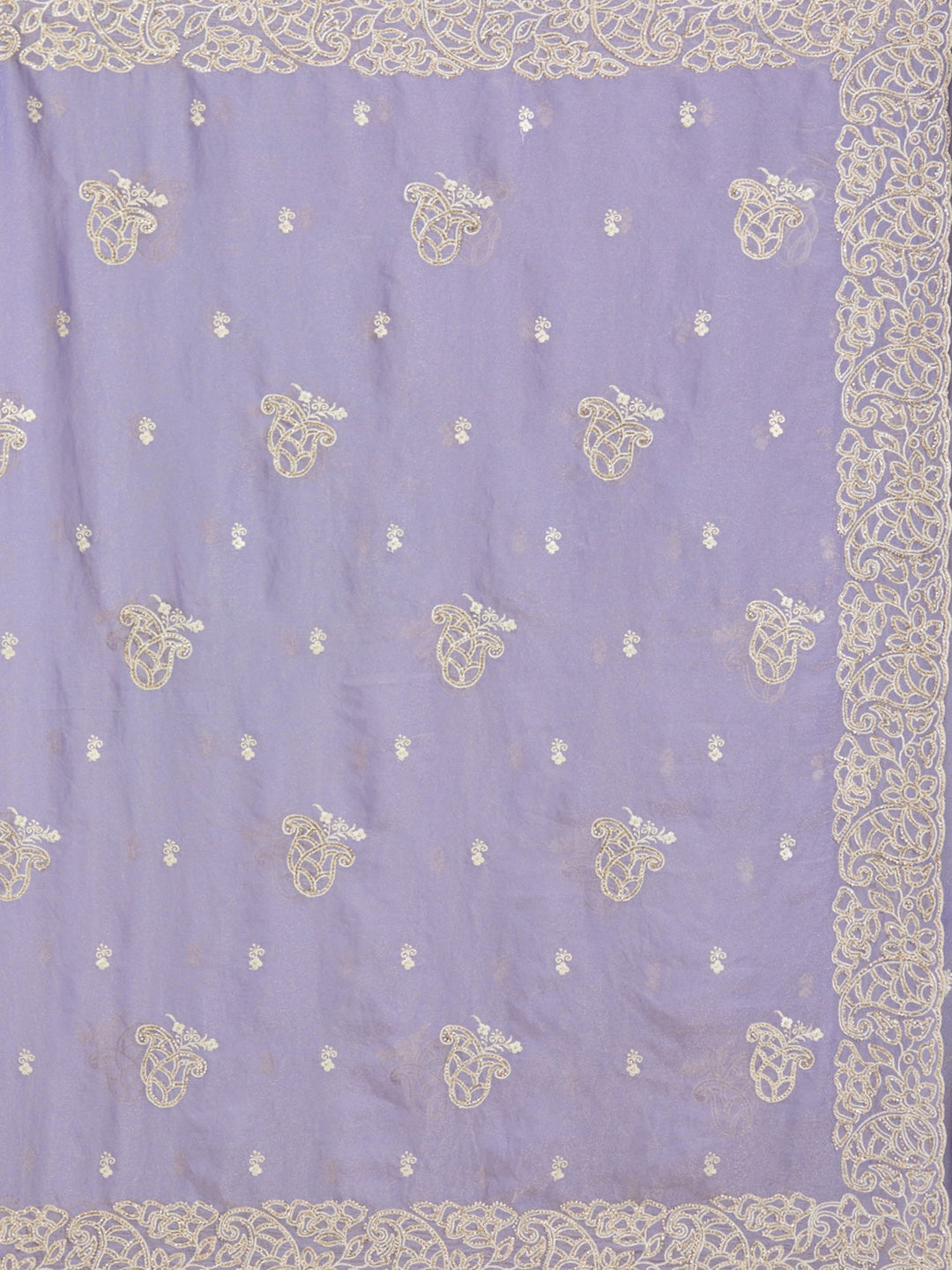 Lavender Zariwork (Silver) Tissue Saree-Koskii