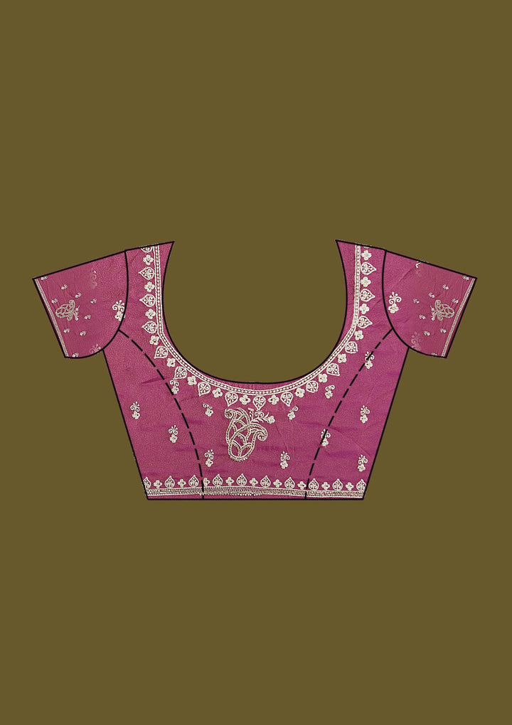 Onion Pink Zariwork (Silver) Tissue Saree