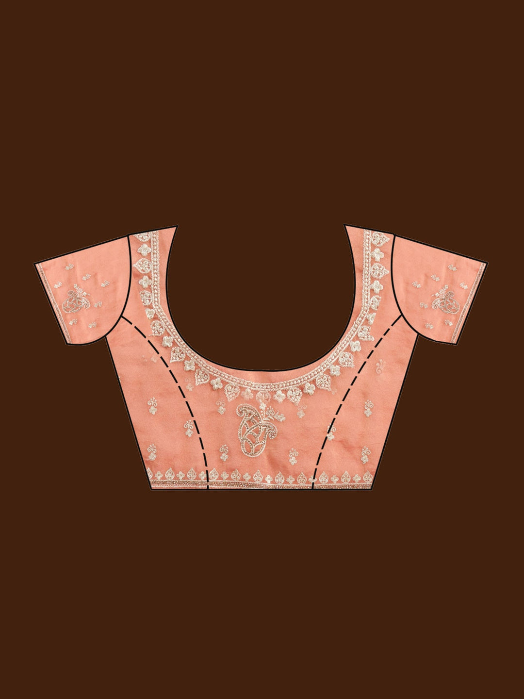 Rust Zariwork (Silver) Tissue Saree-Koskii
