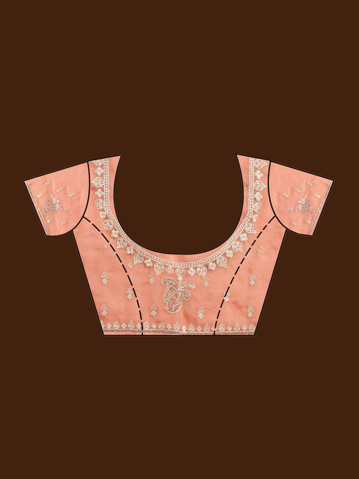 Rust Zariwork (Silver) Tissue Saree-Koskii