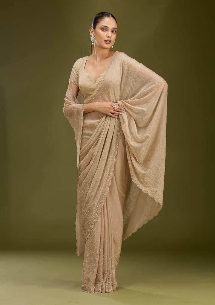 Grey Stonework (Gold) Tissue Saree