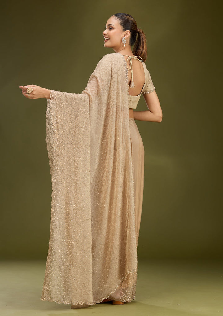 Grey Stonework (Gold) Tissue Saree