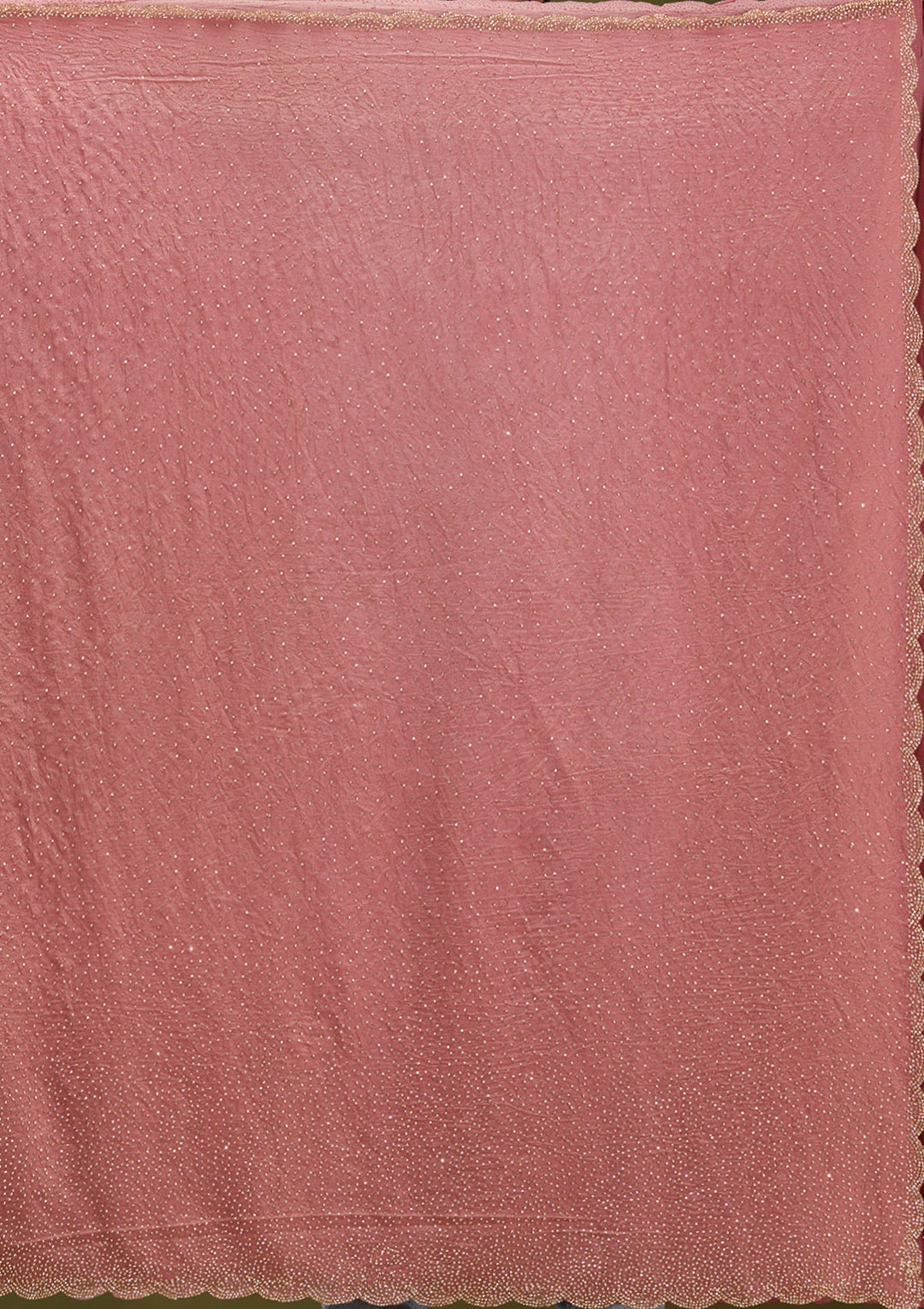 Onion Pink Stonework (Gold) Tissue Saree