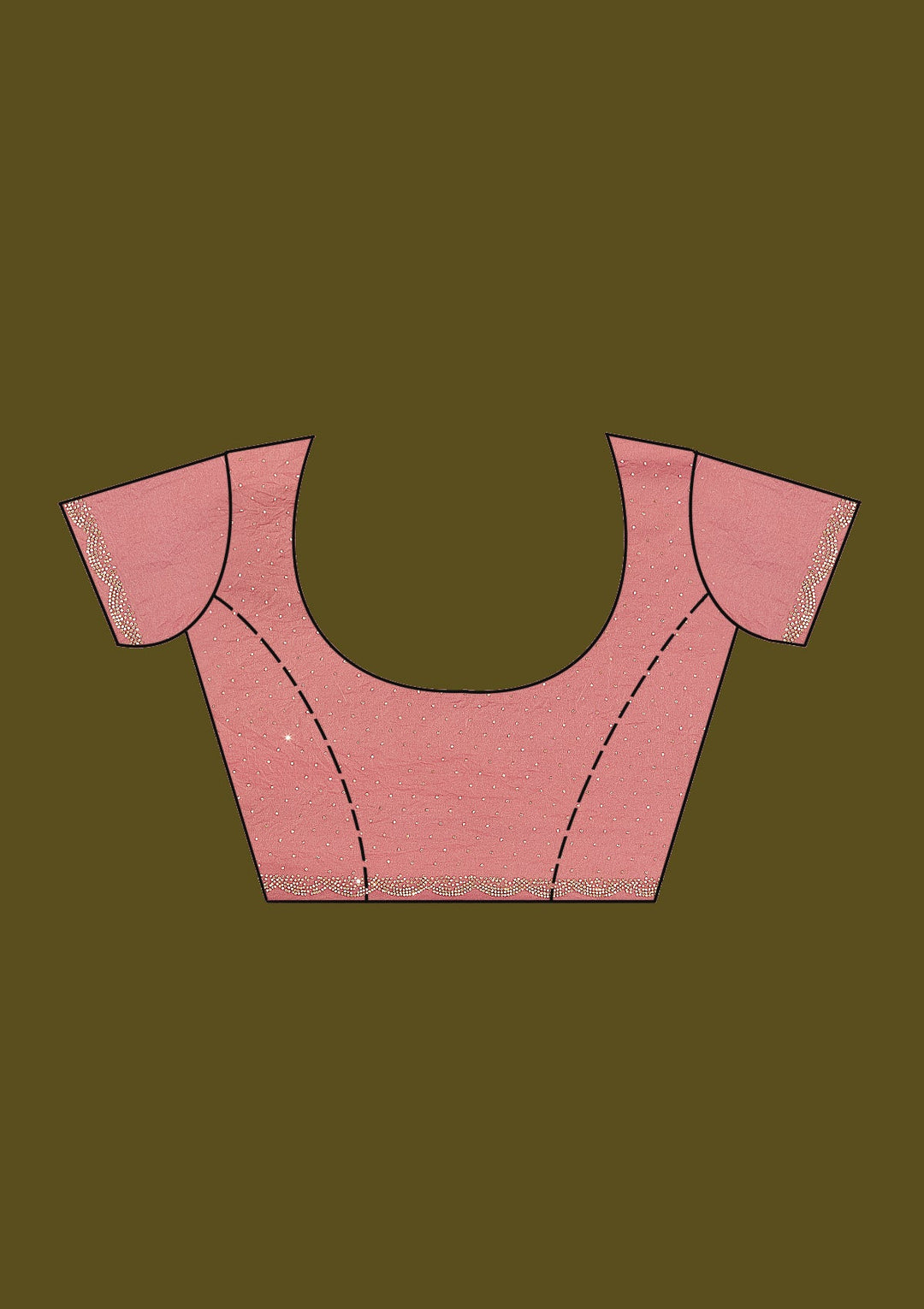 Onion Pink Stonework (Gold) Tissue Saree