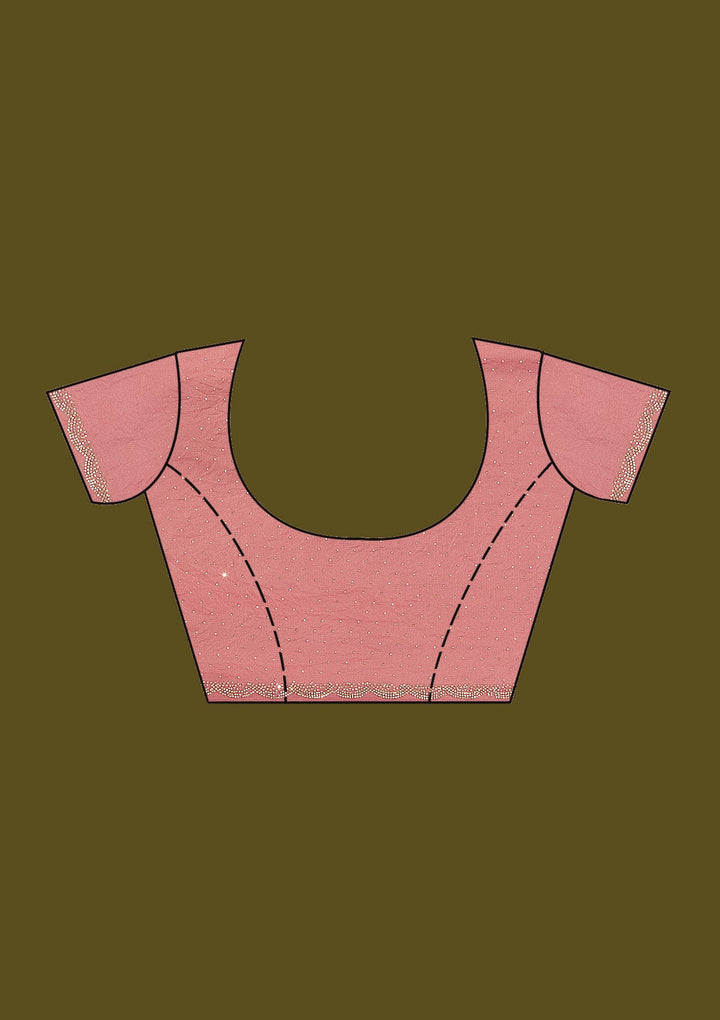 Onion Pink Stonework (Gold) Tissue Saree