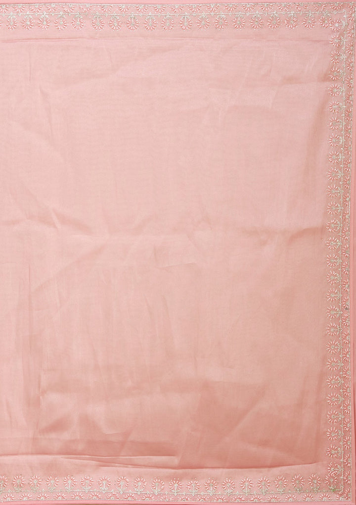 Baby Pink Pearlwork Tissue Saree