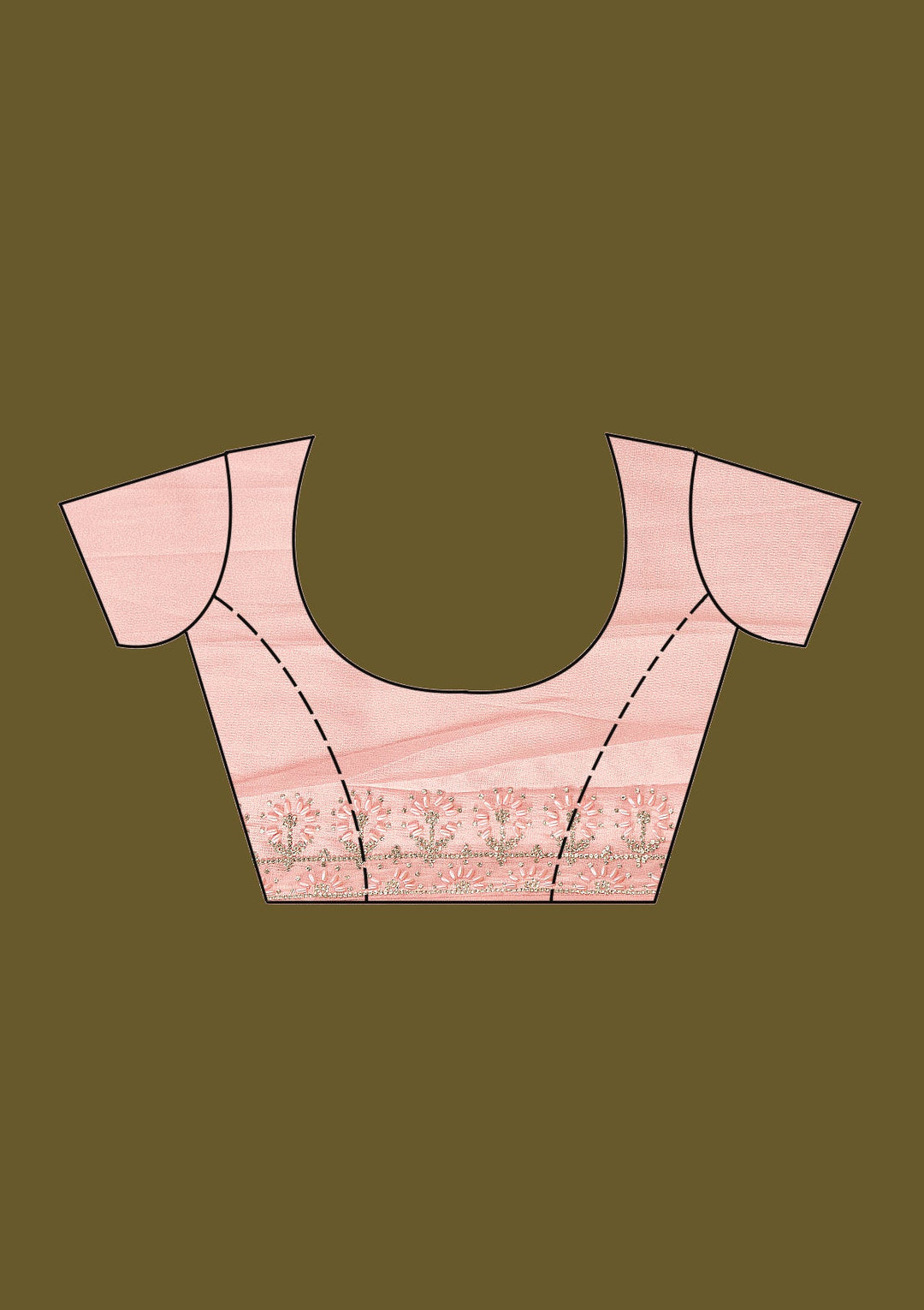 Baby Pink Pearlwork Tissue Saree