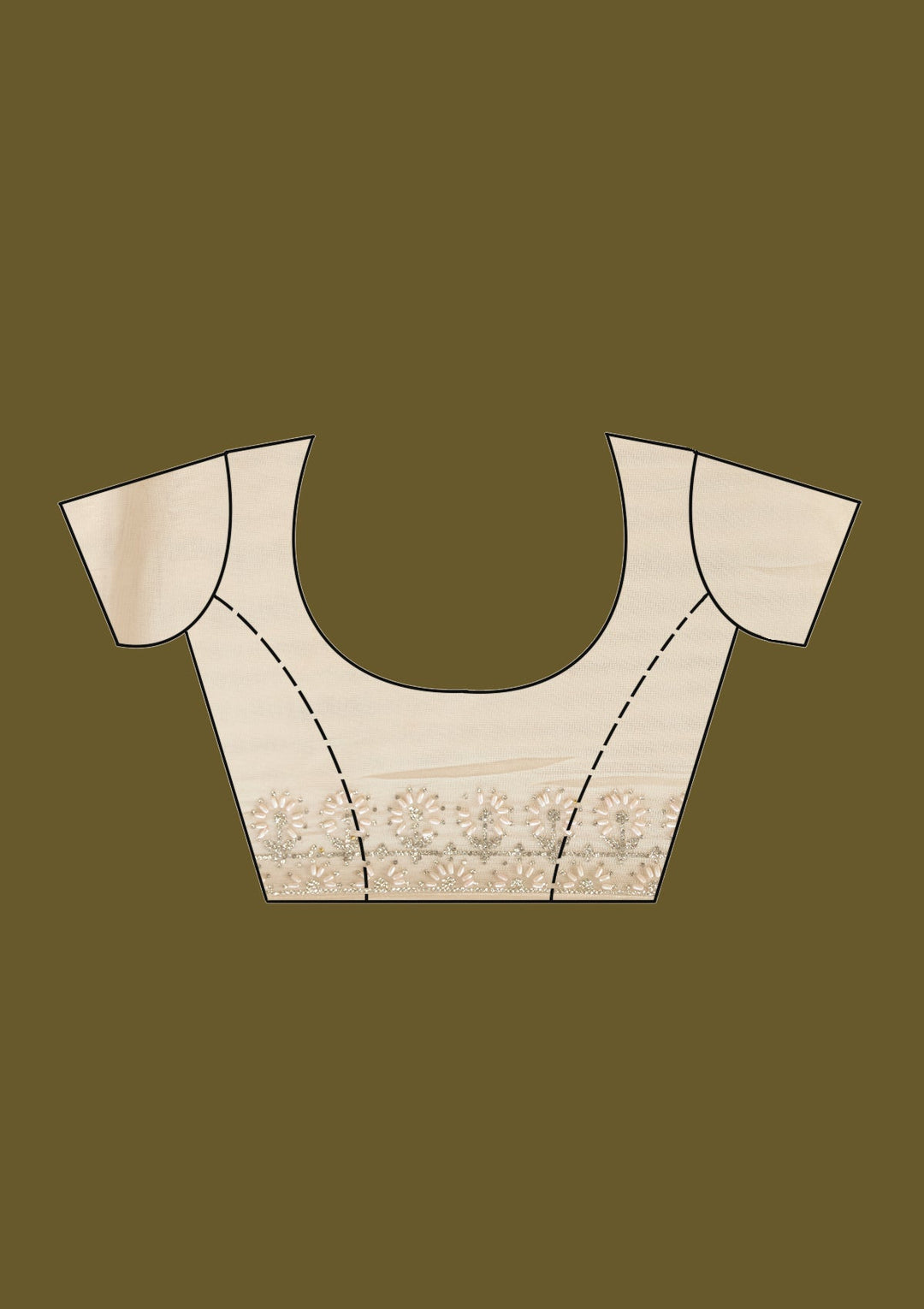 Beige Pearlwork Tissue Saree