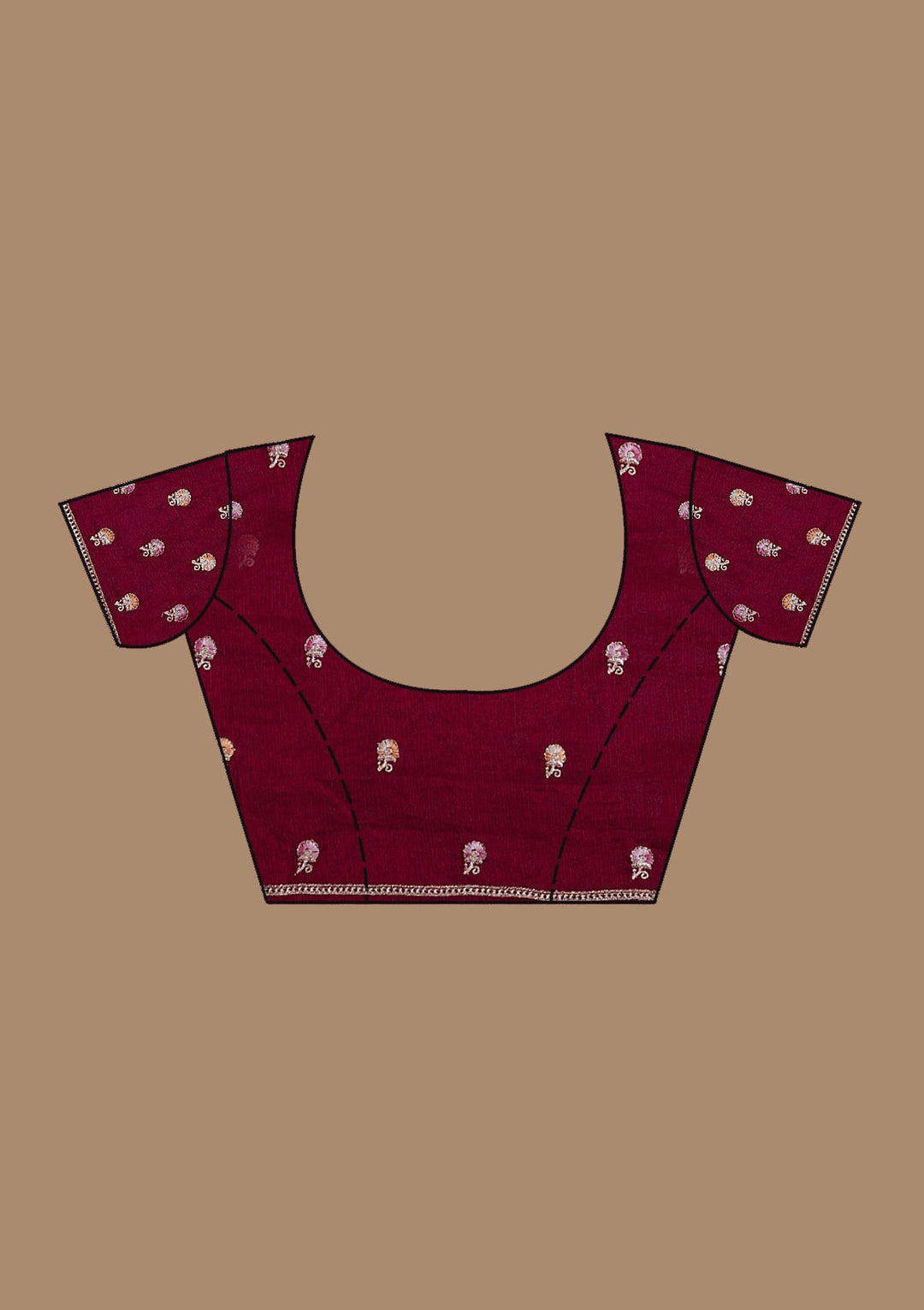 Maroon Zariwork (Gold) Tissue Saree_koskii