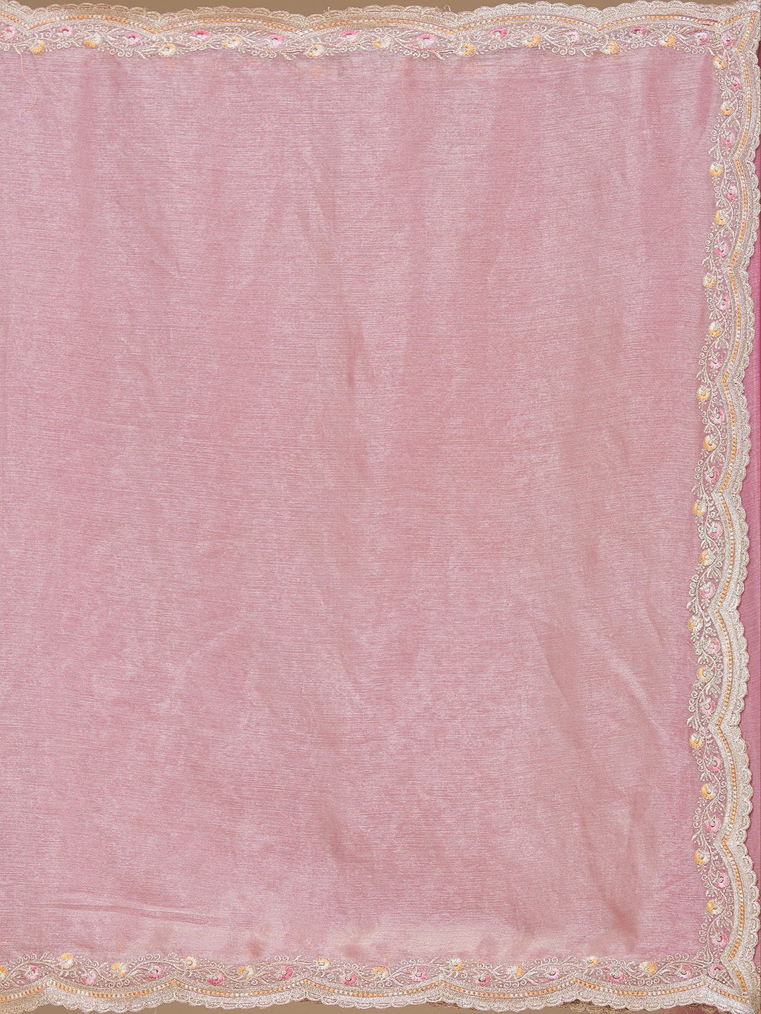 Onion Pink Zariwork (Gold) Tissue Saree-koskii