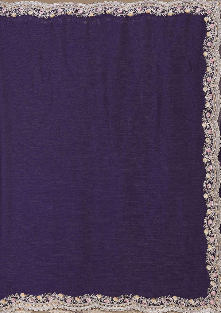 Purple Zariwork (Gold) Tissue Saree_koskii