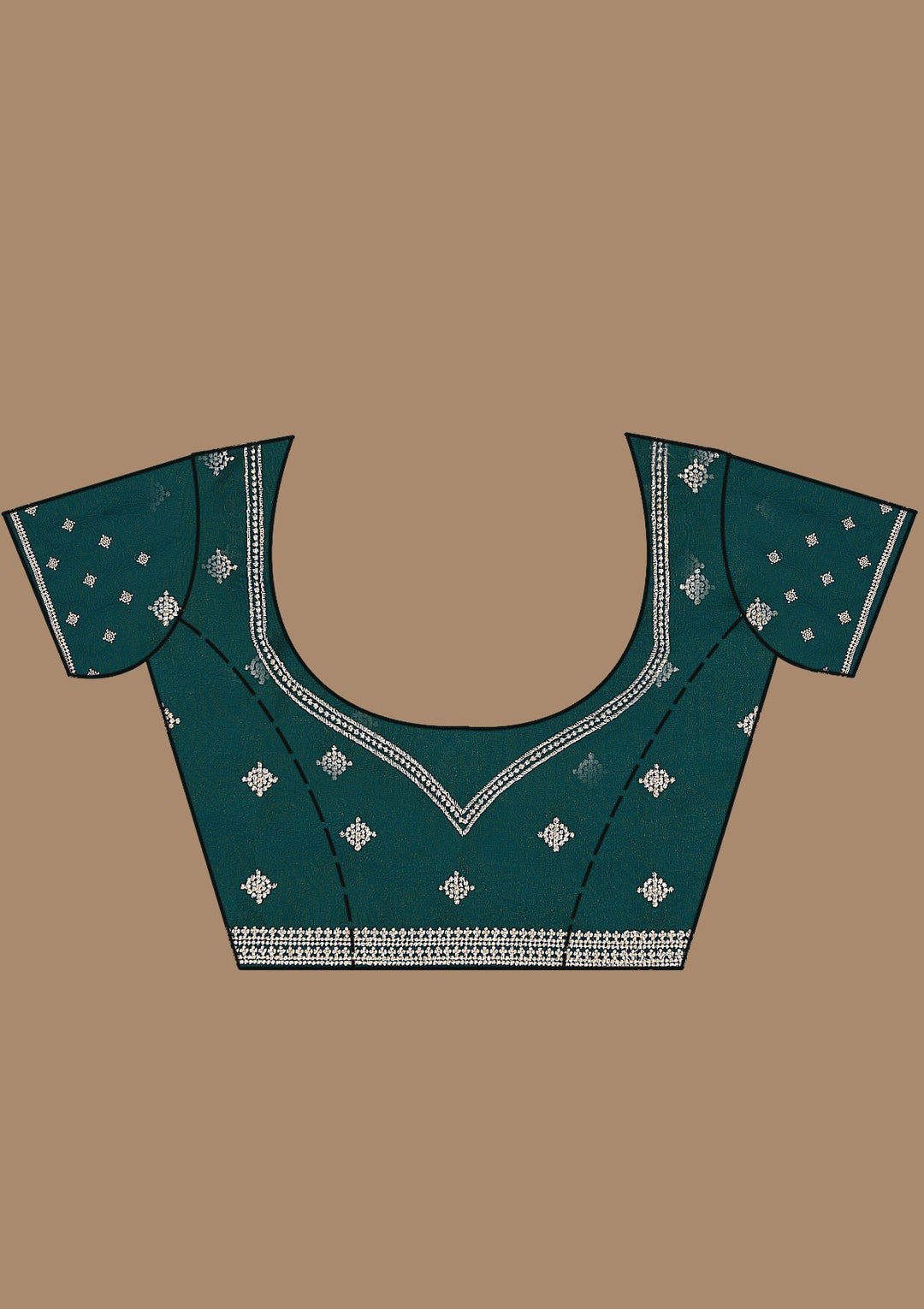 Bottle Green Zariwork (Gold) Georgette Saree_koskii