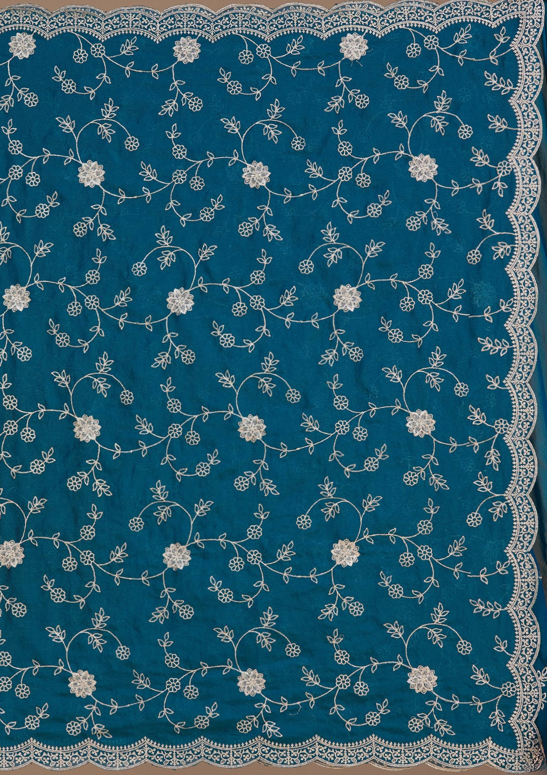 Peacock Blue Zariwork (Gold) Georgette Saree_koskii
