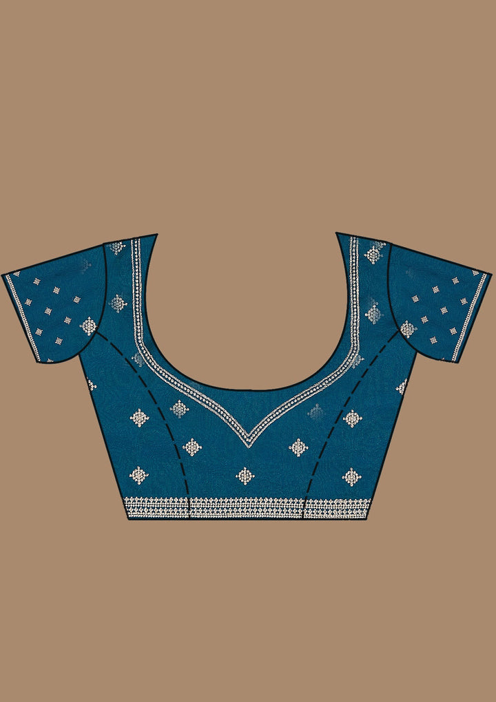 Peacock Blue Zariwork (Gold) Georgette Saree_koskii
